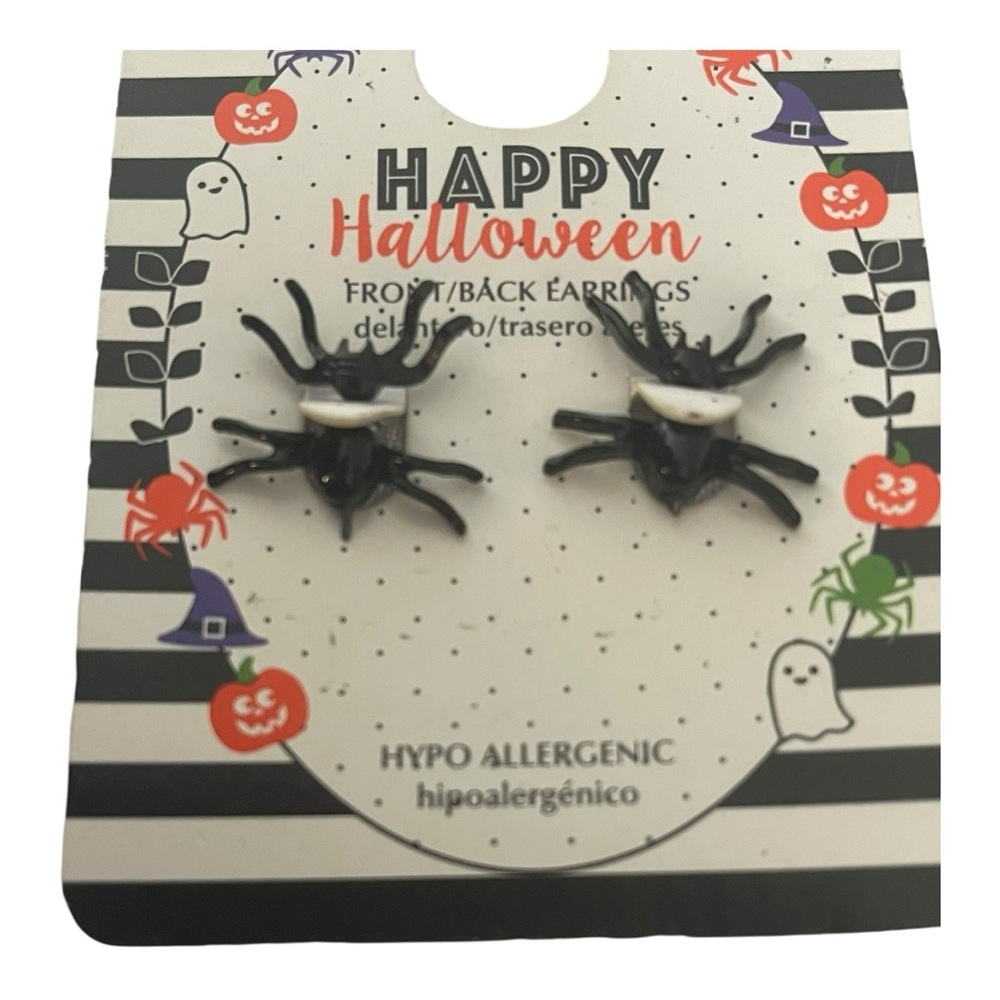 Halloween Spider Earrings - Black - Picture 3 of 4